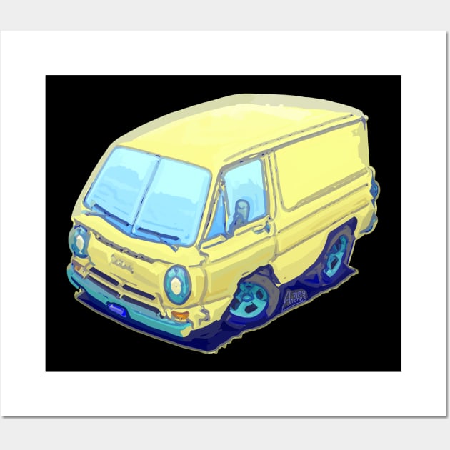 Vintage American van in vector style Wall Art by Andres7B9